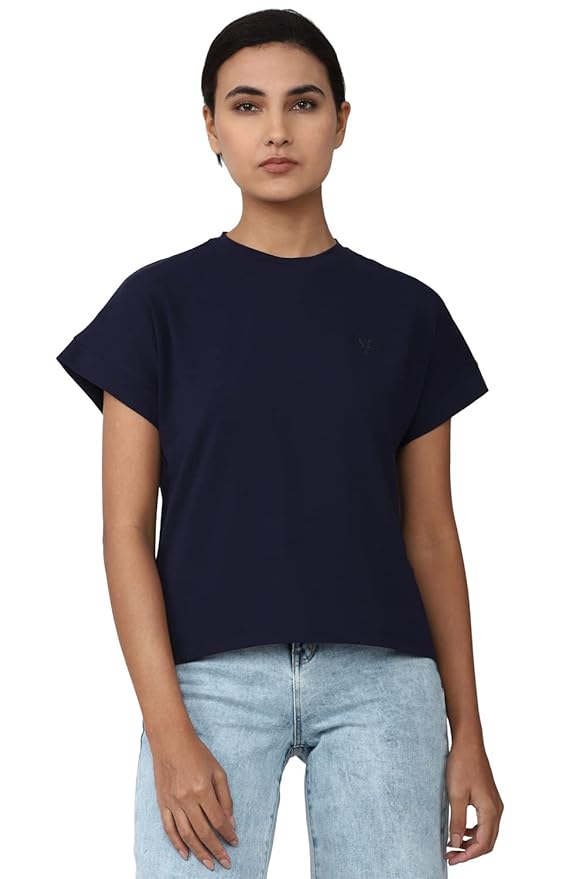 Van Heusen Women's Cotton Regular Fit Half Sleeve Crew Neck Casual Regular Comfort Fit T-Shirt