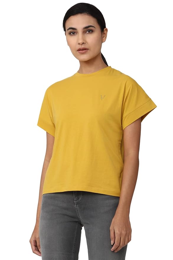 Van Heusen Women's Cotton Regular Fit Half Sleeve Crew Neck Casual Regular Comfort Fit T-Shirt