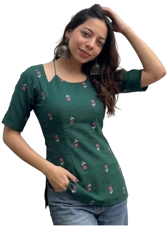 ANNI Designer Short Kurti for Women Latest Viscose Blend Printed Ethnic Tunic | Stylish Kurti Tops with Jeans Styling | Casual Office Wear | Trendy Indian Fashion for Woman