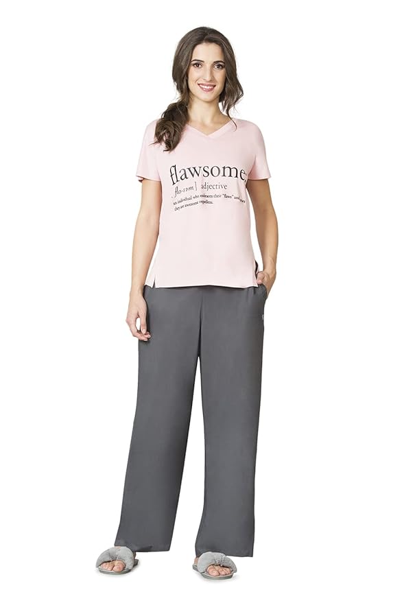 Van Heusen Women Relaxed Fit Smocked Waistband Functional Pocket Solid Lounge Pyjamas - Available in Pack of 1 & 2