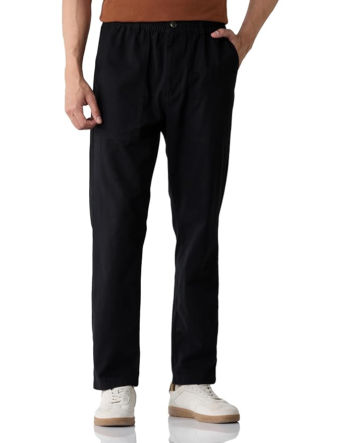 Amazon Brand - Symbol Men Relaxed Casual Trouser (Fully Elasticated Waistband | 100% Cotton | Pants)