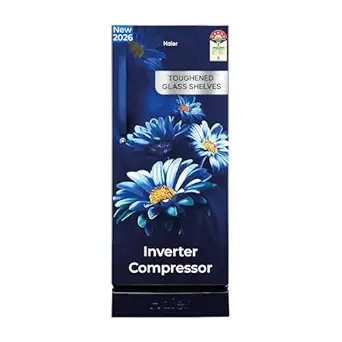 Haier 190L 5 Star Direct Cool Single Door Refrigerator | Inverter Compressor | Fast Ice Making in Just 60 minutes | Large Veg Box| Easy Clean Back (2026, HED-205MHBA-P, Marine Hilton, Base Stand)
