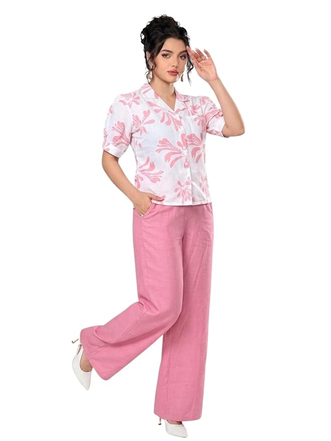 TOPLOT Printing Cotton Crop-Tops Set for Woman || Co ord Set for Women Stylish (5248)