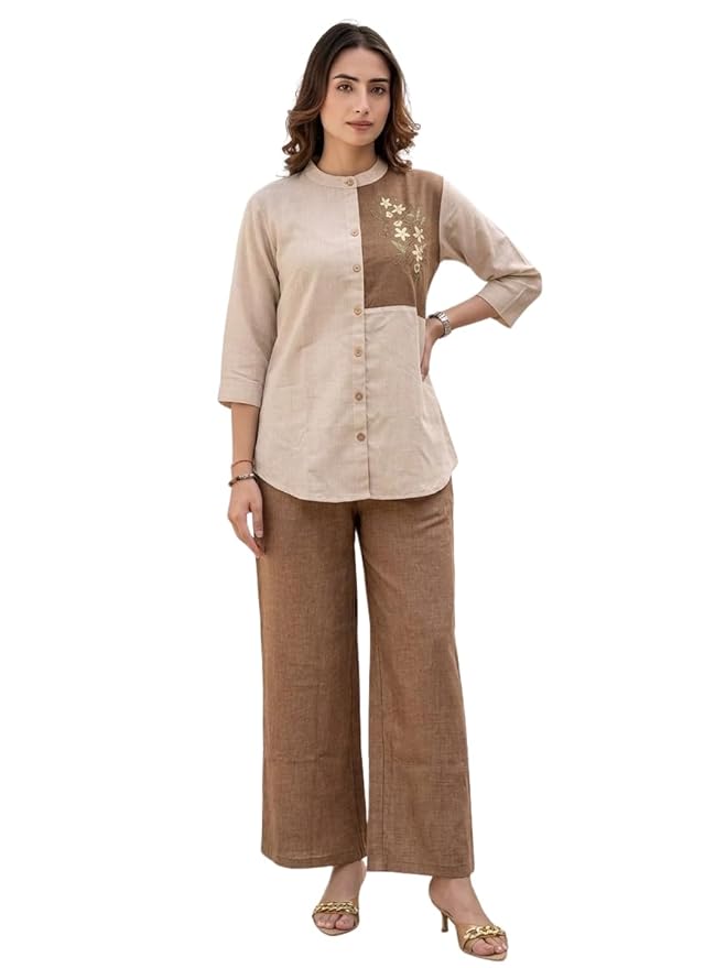 TOPLOT Embroidery Cotton Kurta Set for Woman || Co ord Set for Women Stylish (5239)