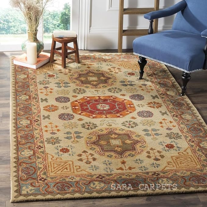 Soft Woven New Elegant Design Carpet for Home decore Living Room|Home and Bedroom & Hall 5x7 feet (150 x 210cm) Color BEIGEJ6