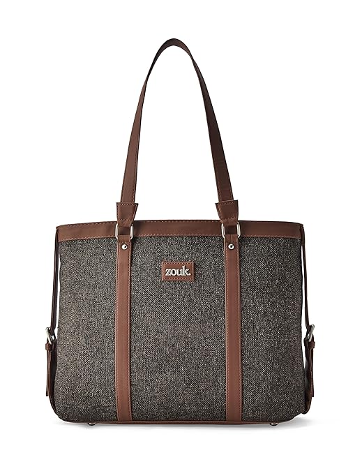 ZOUK Office Bag | Stylish Bags for Office Use | Laptop Bag 15.6 inch | Stylish Tote for Office Use | Purse for Women | Vegan Leather Handbag | Daily & Travel Use |