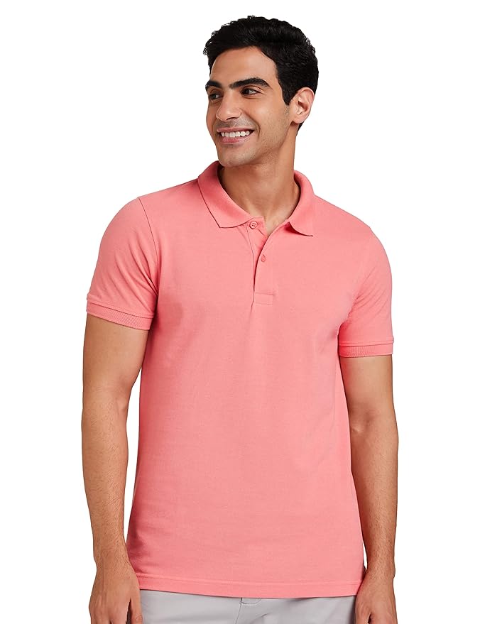 Amazon Brand - Symbol Men's Cotton Rich Solid Polo Tshirt | Collar Tshirts | Half Sleeves | Plain-Regular Fit (Available in Plus Sizes and Combo Pack of 2)