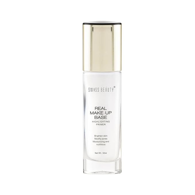 Swiss Beauty Real Makeup Base Highlighting Primer| Skin-Hydrating Poreless Primer With Natural Glow Finish For Face Makeup |Shade - 01 Natural Tint, 32Ml