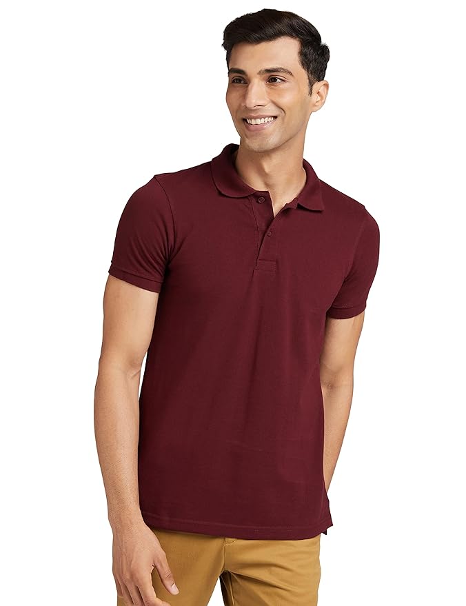 Amazon Brand - Symbol Men's Cotton Rich Solid Polo Tshirt | Collar Tshirts | Half Sleeves | Plain-Regular Fit (Available in Plus Sizes and Combo Pack of 2)