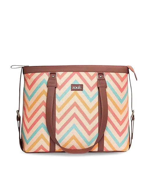 ZOUK Office Bag | Stylish Bags for Office Use | Laptop Bag 15.6 inch | Stylish Tote for Office Use | Purse for Women | Vegan Leather Handbag | Daily & Travel Use |