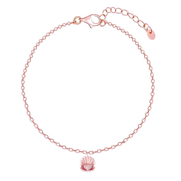 GIVA 925 Silver Rose Gold Heart in Seashell Bracelet, Adjustable | Gifts for Women and Girls | With Certificate of Authenticity and 925 Stamp | 6 Months Warranty*