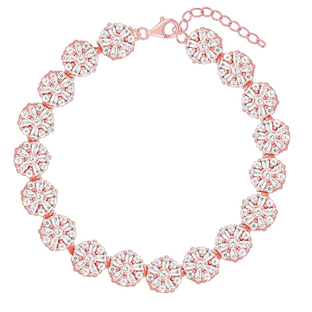 GIVA 925 Anushka Sharma Rose Gold Studded Flower Bracelet | Gifts for Girlfriend, Gifts for Women & Girls| With Certificate of Authenticity and 925 Stamp | 6 Month Warranty*