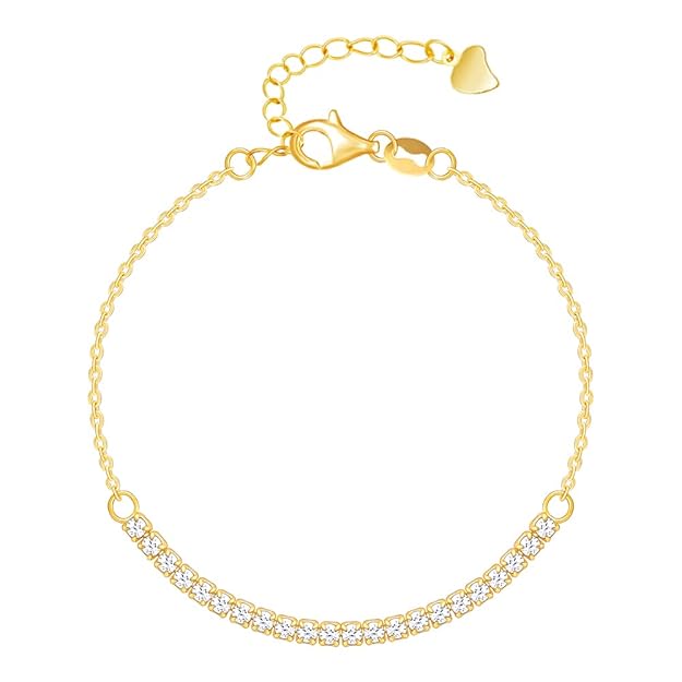 GIVA 925 Silver Golden Zircon Joy Tennis Bracelet, Adjustable | Gifts for Women and Girls | With Certificate of Authenticity and 925 Stamp | 6 Months Warranty*
