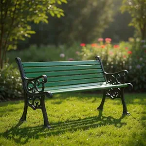 Amazon Brand - Solimo Cast Iron 3 Seater Garden Bench | Durable Outdoor Park Bench for Balcony Patio Terrace, Living Room | Ideal Indoor and Outdoor Seating Furniture (Dark Green)