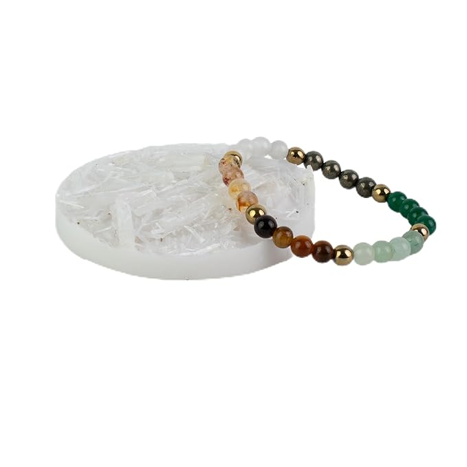 Astrotalk Dhan Yog Bracelet with Selenite Plate | Attracts Wealth & Prosperity | Manifest Wealth with Citrine, Tiger Eye, Clear Quartz & Pyrite Stone | Bracelet for Man & Woman | Gift for Man & Woman
