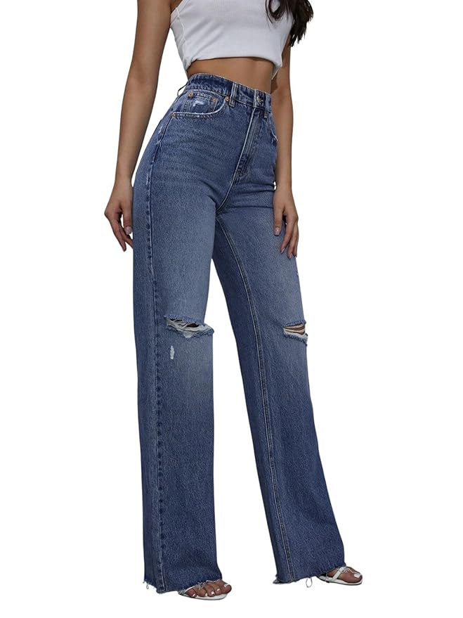GRECIILOOKS Women Mid Rise Jeans | Jeans Pant | Bootcut Jeans High Waist | Jeans | Baggy Jeans | Ripped Jeans