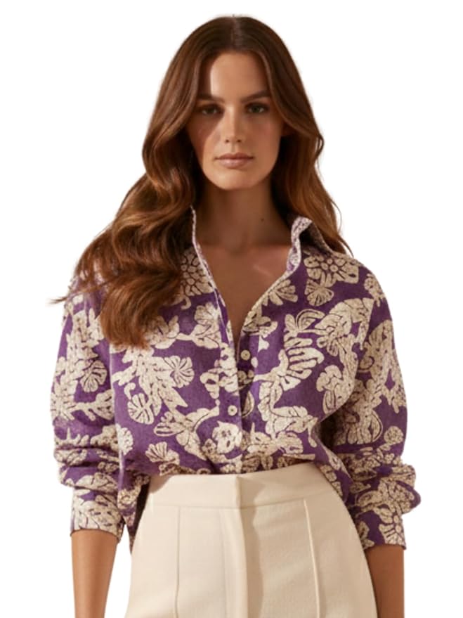 Leriya Fashion Women Rayon Floral Printed Full Sleeve Shirt | Collared Button Down Casual & Formal Top for Women | Stylish Office Wear Regular Fit Blouse for Girls, Work