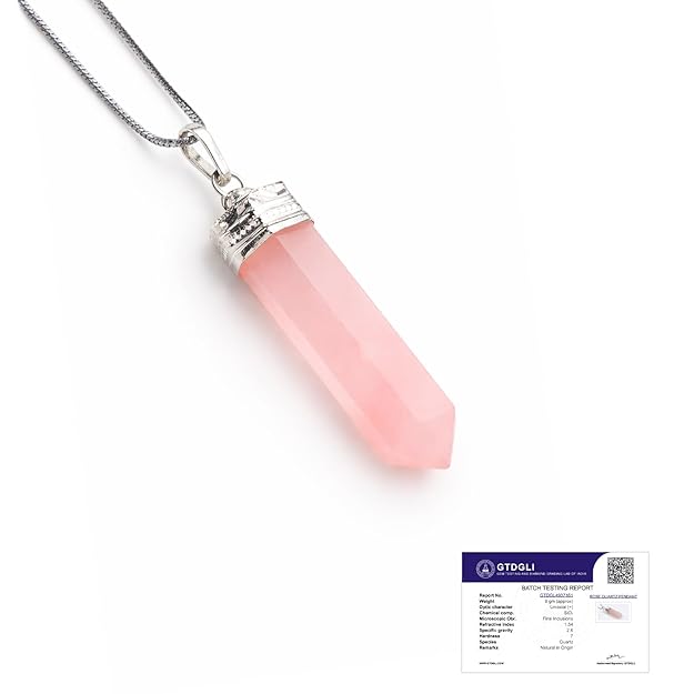 Astrotalk Love Attraction Pencil Pendant | Heart Chakra Healing & Relationship Strengthening | Rose Quartz Pendant for Women | Gift for Women | Valentine Gift for Girlfriend