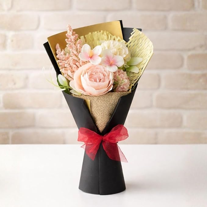 SATYAM KRAFT 1 Pcs Artificial Multiflora Flower Bouquet for Him Her Girlfriend Boyfriend Wife | Romantic Décor for Anniversary, Wedding, Birthday | Home, Table Decoration