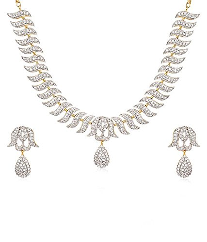 YouBella American Diamond Gold Plated Traditional Necklace Set for Women Jewellery Set with Earrings for Women
