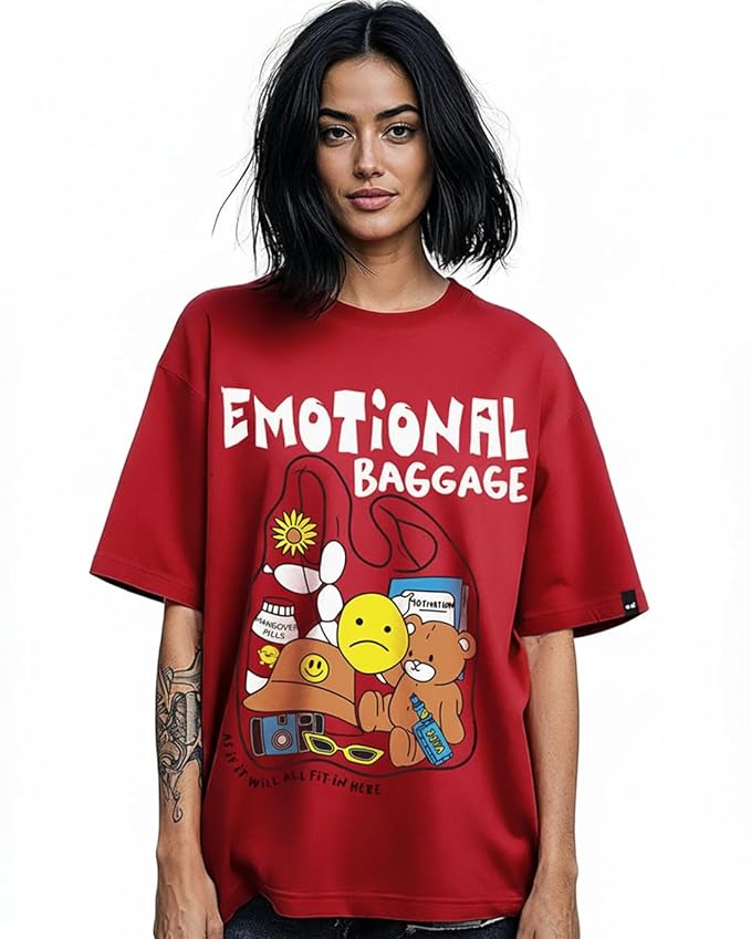 Bewakoof Women's Cotton Printed Oversized Fit Half Sleeve Round Neck T-Shirt | Casual wear | Streetwear | Oversized Tshirt for Woman Cotton| Baggy
