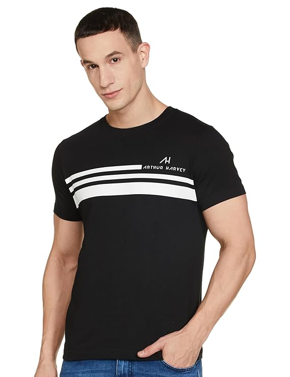 Amazon Brand - Arthur Harvey Men's Striped Regular Fit Polo Shirt