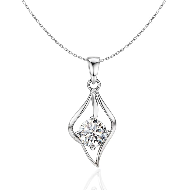 HighSpark Stylish Dew Drop Pendant Necklace | 92.5 Sterling Silver & Stunning Shimmering Shine | Lovely Gift For Women & Girls
