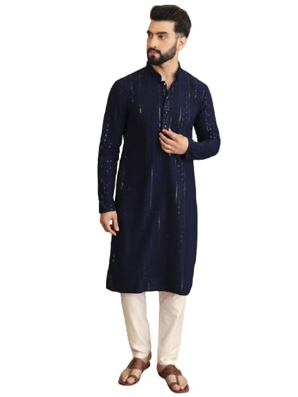 Amazon Brand - Tavasya Men's Rayon Blend Striped Regular Fashion Kurta