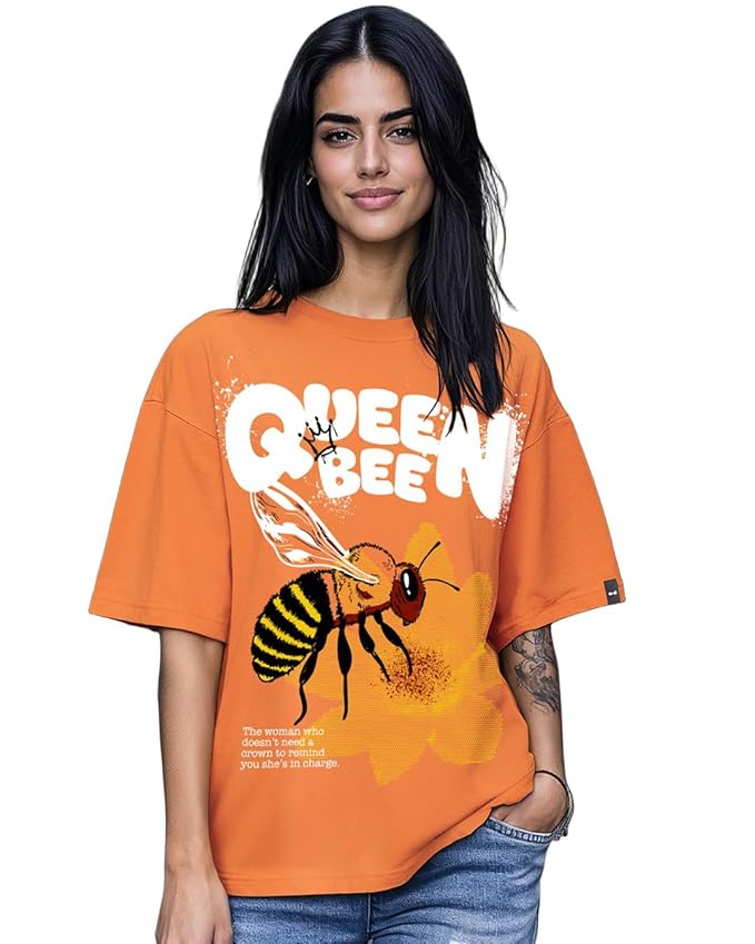 Bewakoof Women's Being Savage Graphic Printed Oversized Cotton T-Shirt Oversized Fit, Round Neck, Half Sleeves