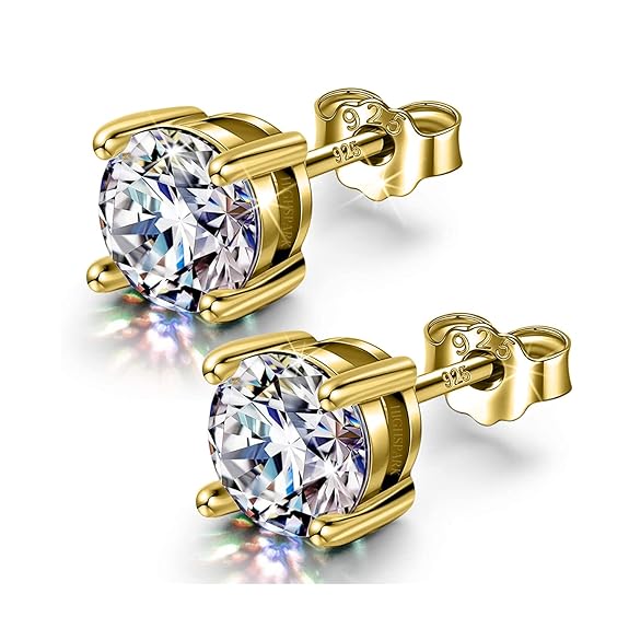 HIGHSPARK 925 Silver Solitaire Earrings for Women | 92.5 Sterling Silver and Diamond like Brilliance Sparkling Zirconia for that Stunning Shine | Lovely Gift