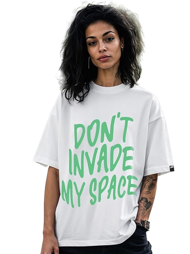 Bewakoof Women's Cotton Oversized Fit Half Sleeve Round Neck T-Shirt | Casual wear | Streetwear | Oversized Tshirt for Woman Cotton| Baggy
