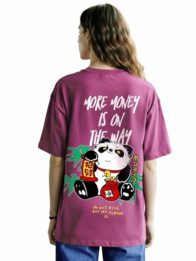 Bewakoof Women's Cotton Oversized Fit Half Sleeve Round Neck T-Shirt | Casual wear | Streetwear | Oversized Tshirt for Woman Cotton| Baggy