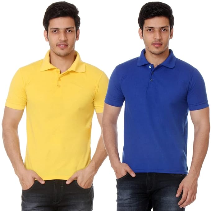 Amazon Brand - Nora Nico Men's Cotton Pique Half Sleeves Solid Polo T Shirts-Pack of 2