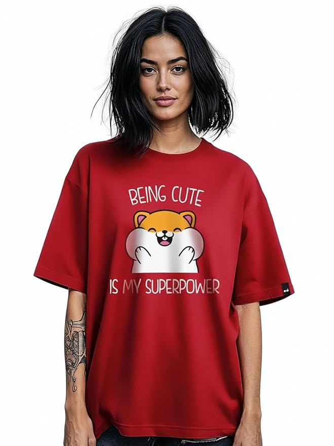 Bewakoof Women's Cotton Printed Oversized Fit Half Sleeve Round Neck T-Shirt | Casual wear | Streetwear | Oversized Tshirt for Woman Cotton| Baggy