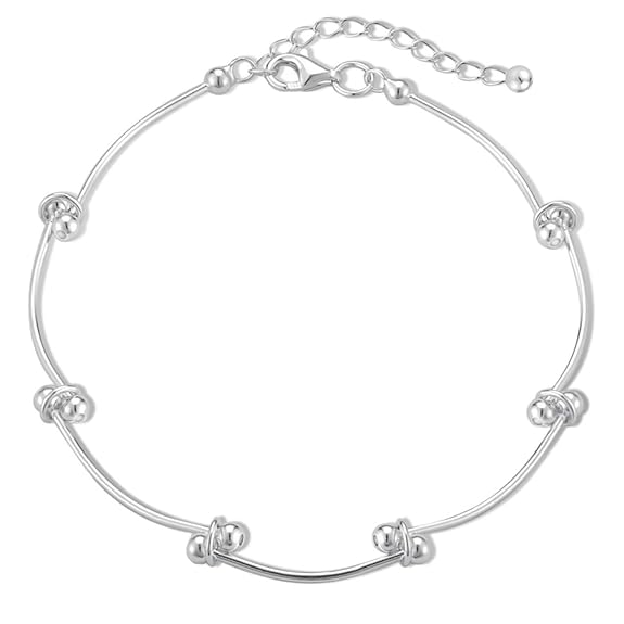 HighSpark 925 Sterling Silver Curved Ball Bracelet | Curved Knot Bracelet for Women & Girls | Lovely Gift