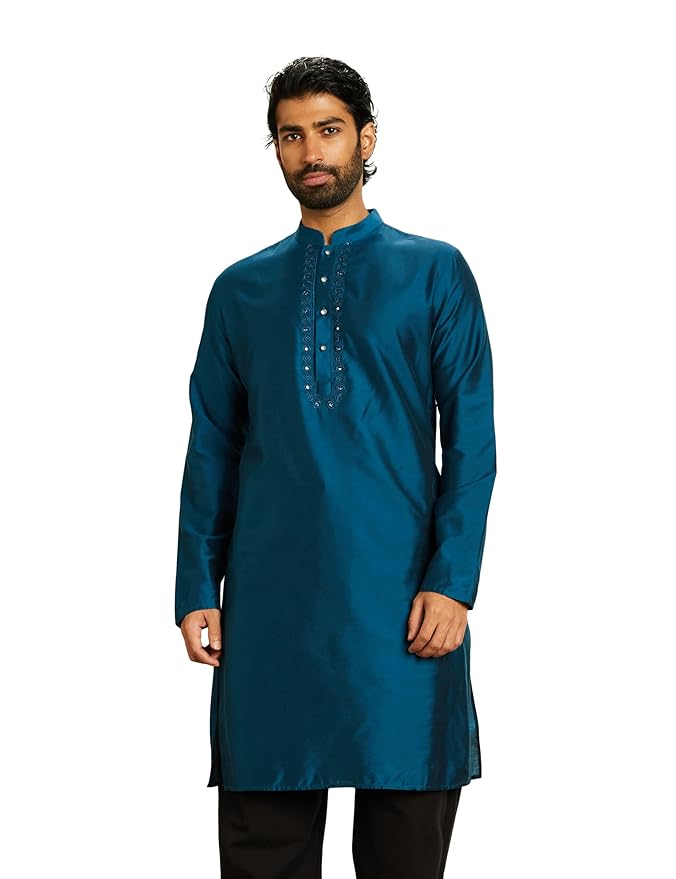 Amazon Brand - Symbol Men Festive Embellished Long Kurta (Regular Fit) Rayon