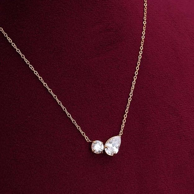 PALMONAS Double Drop Delicacy Gold Chain Necklace for Women - Gift for Girls & Women | Waterproof & Anti-Tarnish Necklace