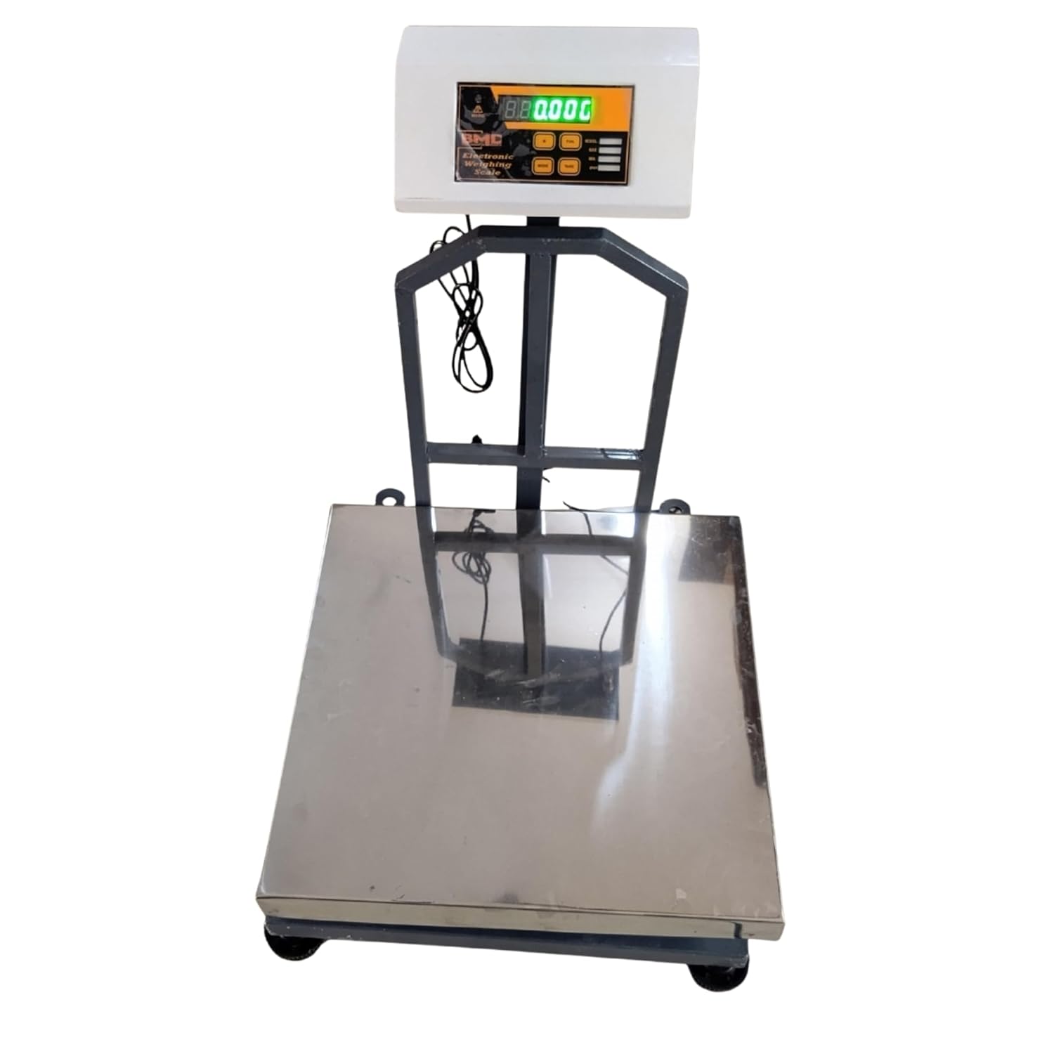 BMD Technologies 300Kg Electronic Platform Weighing Machine/Weighing Scale With Mild Steel Body with Stainless Steel Pan (500x500mm) For Shop Industrial Uses Factories Corn (20 * 20 inches, Steel)