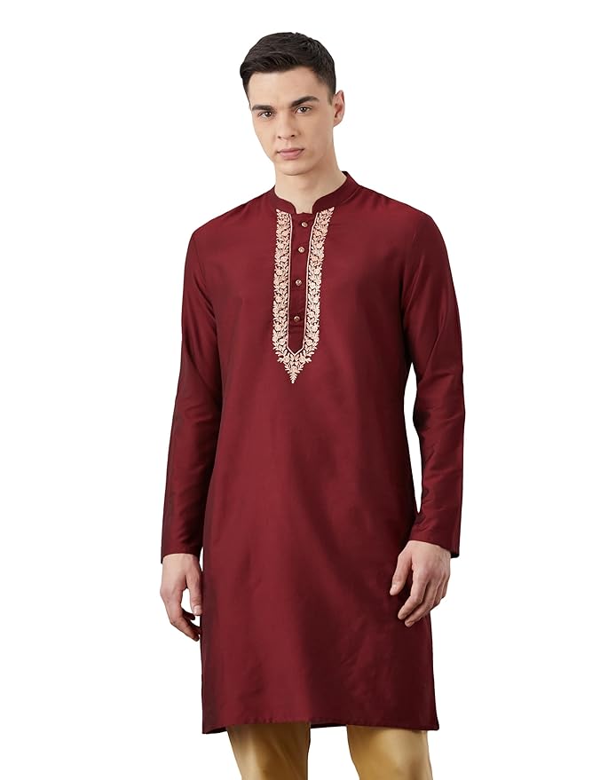 Amazon Brand - Symbol Men Festive Embellished Long Kurta (Regular Fit) Rayon