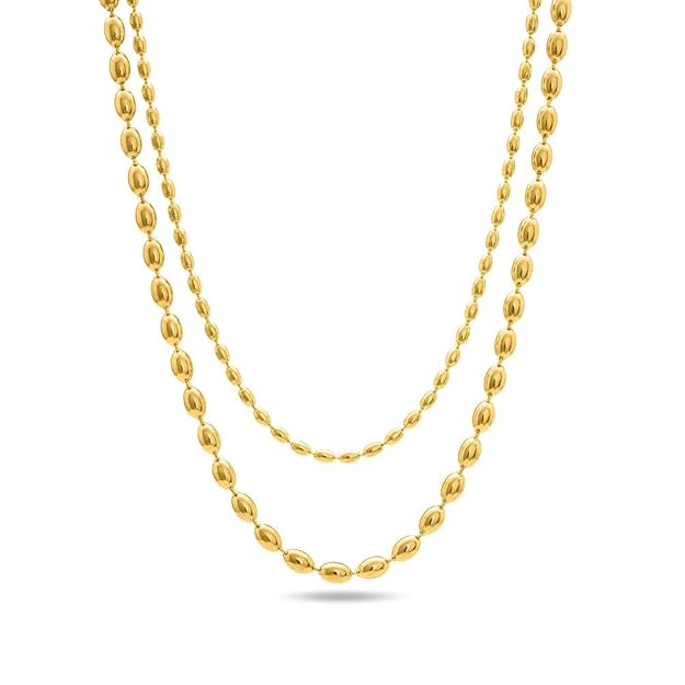 PALMONAS 18k Gold Plated Beaded Bliss Necklace for Women - Waterproof & Anti-Tarnish Necklace | Gift for Girls & Women