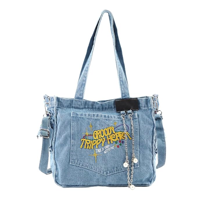 PALAY® Crossbody Bag for Woman Denim Cloth Tote Bags Casual Canvas Women Handbags Large Capacity Shoulder Bag for Daily, School