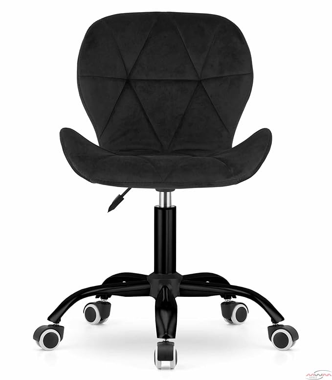 Amazon Brand - Umi Height-Adjustable Velvet Office Study Desk Chair for Salon, Spa in Black Color