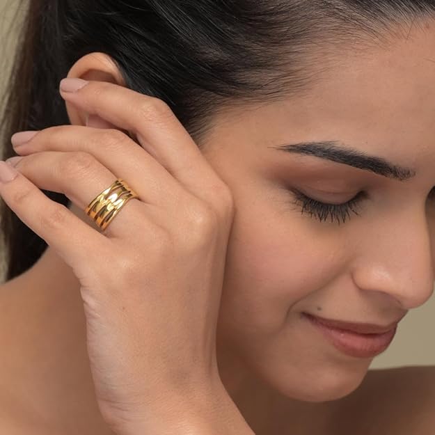 PALMONAS Chunky Interlace Fusion Ring for Women - Gift for Girls & Women | Waterproof & Anti Tarnish Ringspalm