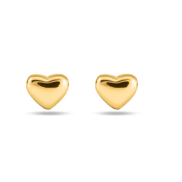 PALMONAS 18k Gold Plated Minimalist Heart Stud Earring for Women - Gift for Girls & Women | Waterproof & Anti-Tarnish Earrings