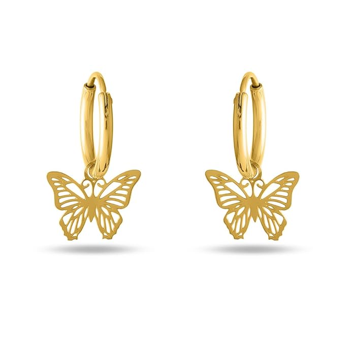 PALMONAS Sylvia Butterfly Hoop Earrings for Women - Gold Plated Stainless Steel Earrings, Gift for Women & Girls | Waterproof & Anti Tarnish Earrings, Jewellery for Women