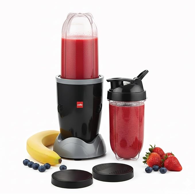 Cello Nutri Maxx Pro 2 Jar ISI Certified Mixer Grinder 500 Watts, Black | 1x500ml Multipurpose Blender Jar, 1x500 ml Sipper Bottle, Powerful Copper Motor with SS Blades |2 Years Manufacturing Warranty