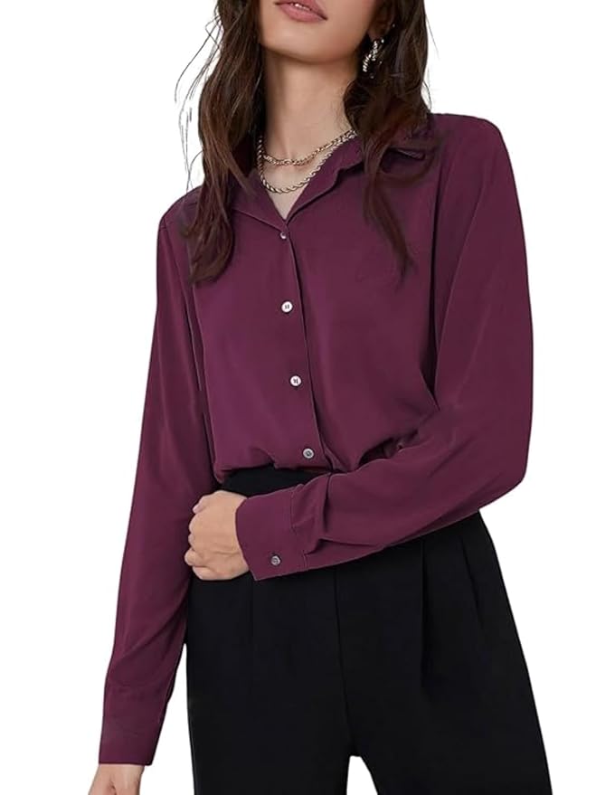 GRECIILOOKS Women's Rayon Oversized Fit Crop Top Korean Style Long Sleeve Oversized Button Down| Workwear Top for Office & Casual Wear (Available in Plus Size)