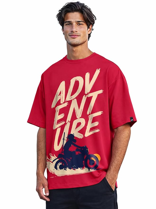Bewakoof Men's Graphic Printed 100% Cotton T-Shirt - Oversized Fit, Round Neck, Half Sleeves