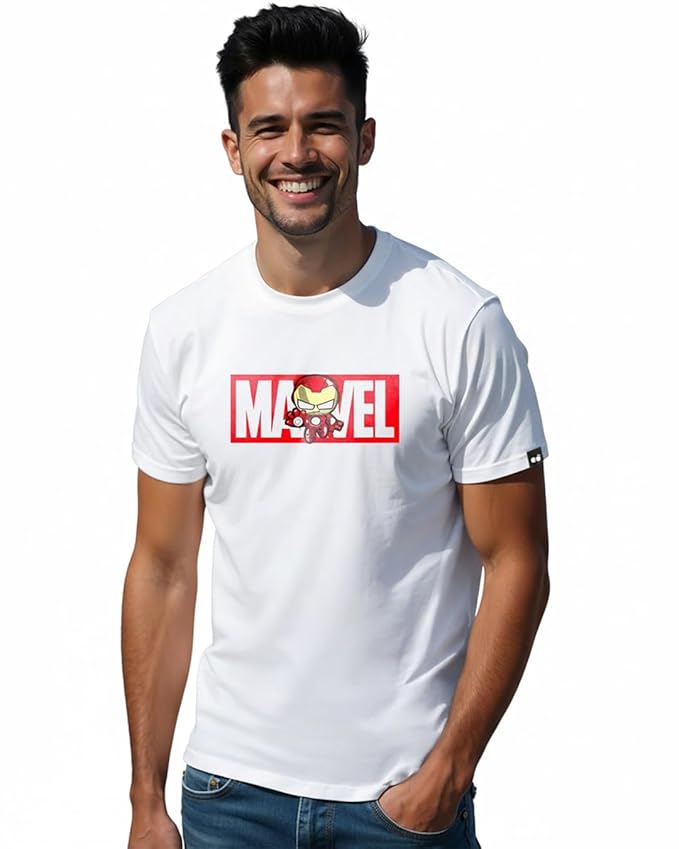 Bewakoof X Marvel Men's Cotton Printed Regular Fit Half Sleeve Round Neck T-Shirt | Tshirt for Man | Tshirt for Men Cotton | Tshirts for Men Stylish | Casual Wear | Street Wear