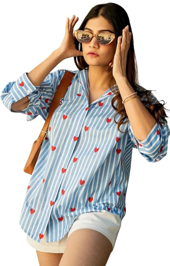 ADBUCKS Women Linen Button Down Shirts Dressy Floral Printed Long Sleeve Blouse Business Casual Work Tops II Shirts II Oversized Shirt
